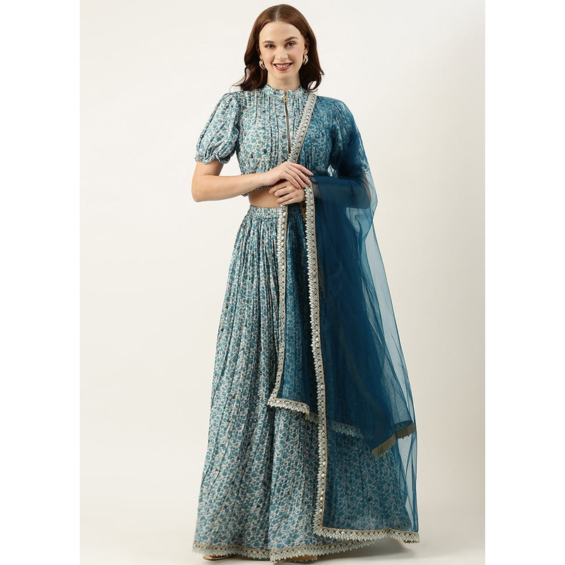 3 Pc Cream Silk Readymade Lehenga Set - JD986615021