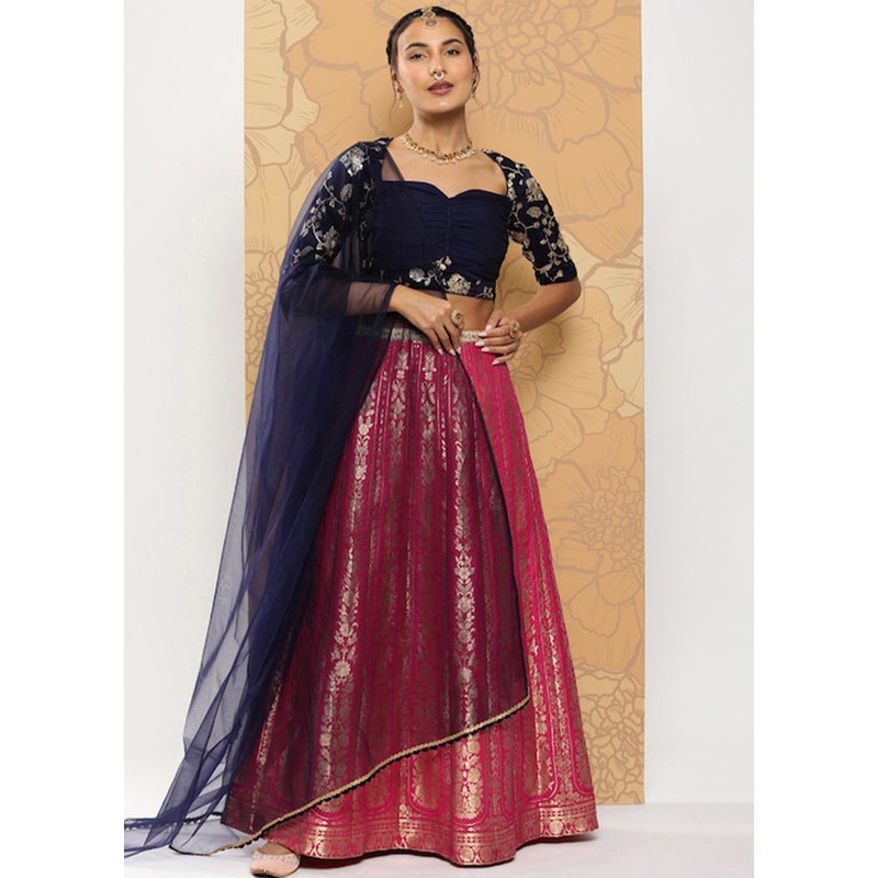 3 Pc Pink Silk Readymade Lehenga Set - JD986614972