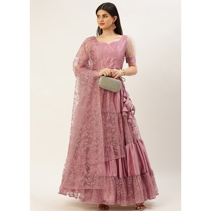 3 Pc Pink Silk Readymade Lehenga Set - JD986614973