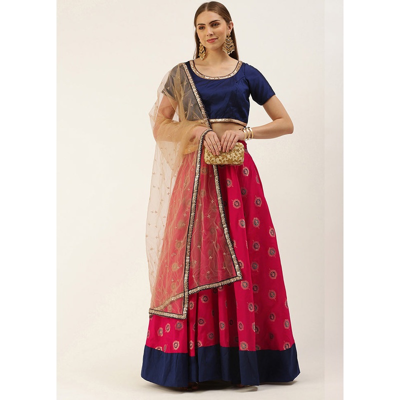 3 Pc Pink Silk Readymade Lehenga Set - JD986614976