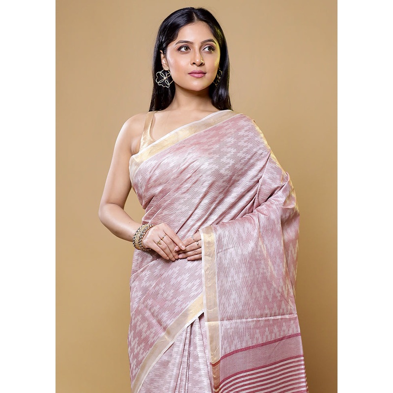 Cream Tussar Silk Saree With Blouse Piece - JD986614927