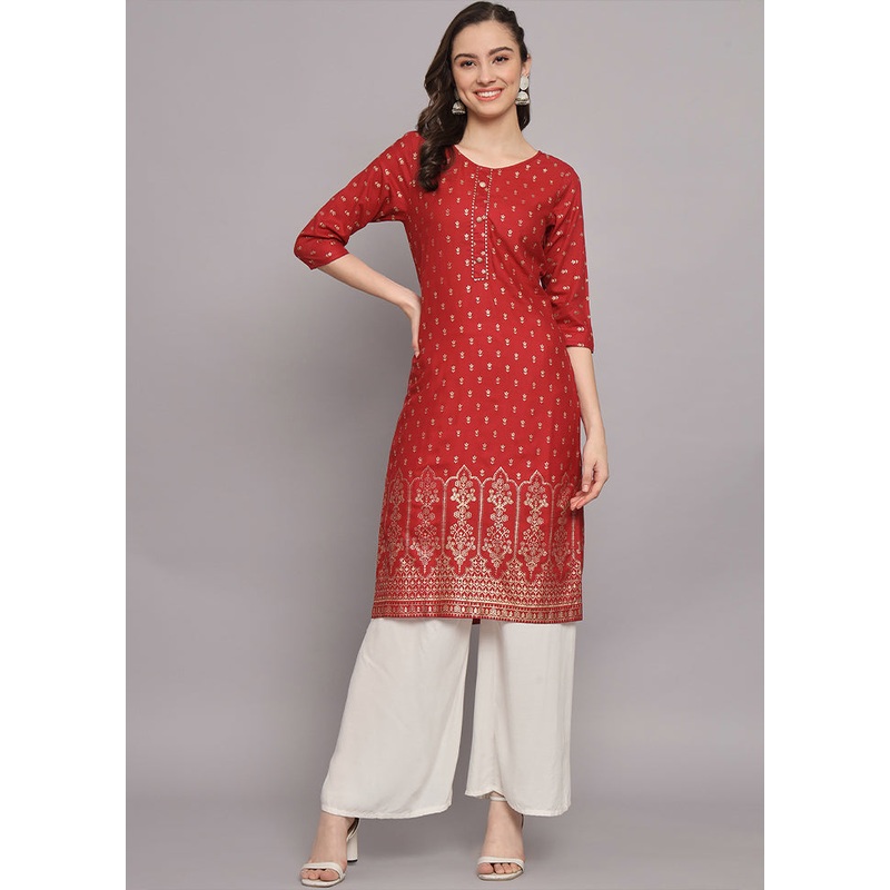 Maroon Readymade Viscose Kurti - JD986614845