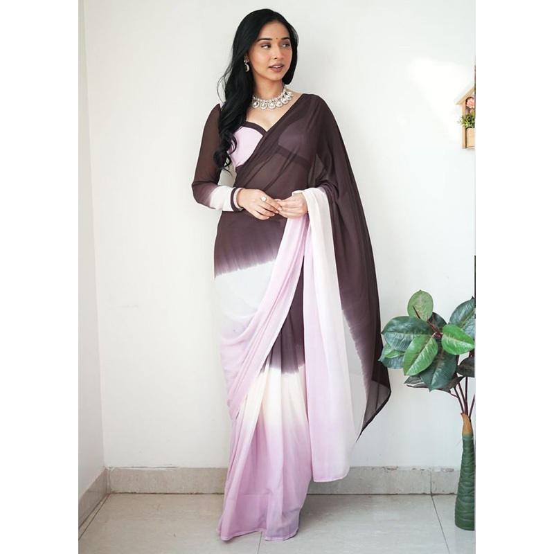 Multicolor Georgette Saree With Blouse Piece - JD986614900