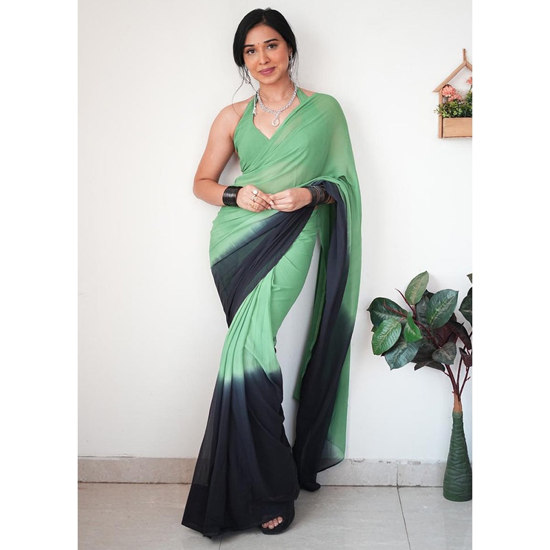 Multicolor Georgette Saree With Blouse Piece - JD986614901