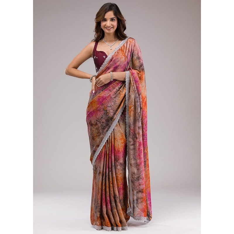 Multicolor Georgette Saree With Blouse Piece - JD986614903