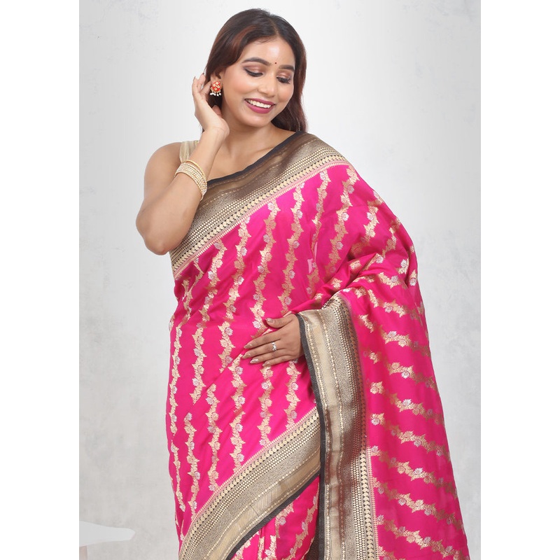 Pink Georgette Saree With Blouse Piece - JD986614715