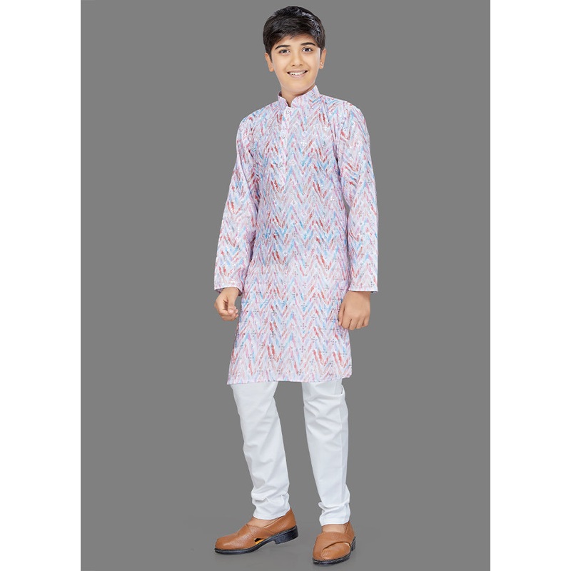 2 Pc Light Pink Cotton Kurta Pajama Set - JD986614565