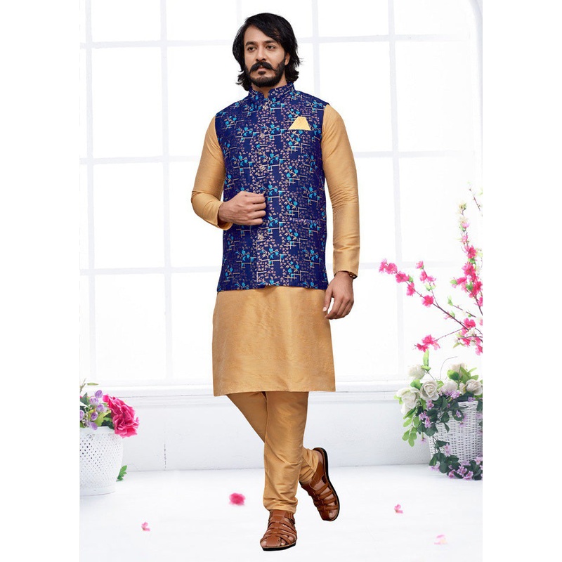 3 Pc Multicolor Pure Silk Ethnic Wear - JD986614603