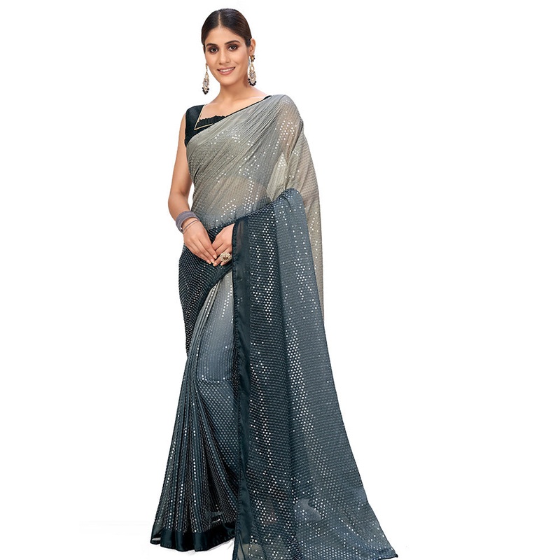 Black Chiffon Silk Woven Saree With Blouse Piece - JD986614548