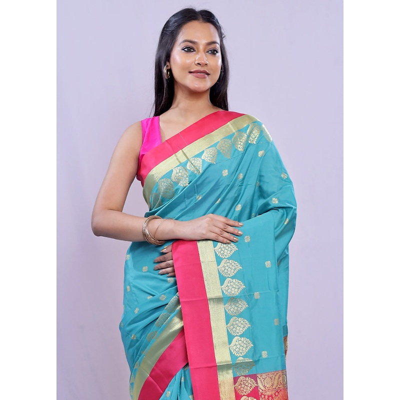 Green Kanjivaram Silk Saree With Blouse Piece - JD986614676
