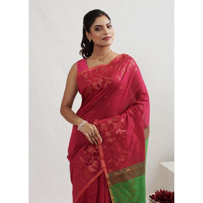 Pink Matka Silk Saree With Blouse Piece - JD986614641