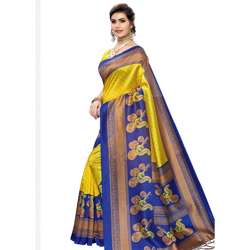 Yellow Spun Silk Woven Saree With Blouse Piece - JD986614512