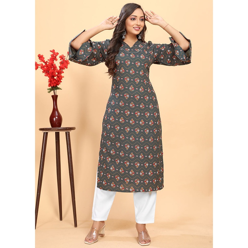 2 Pc Grey Readymade Rayon Kurti Set - JD986614391