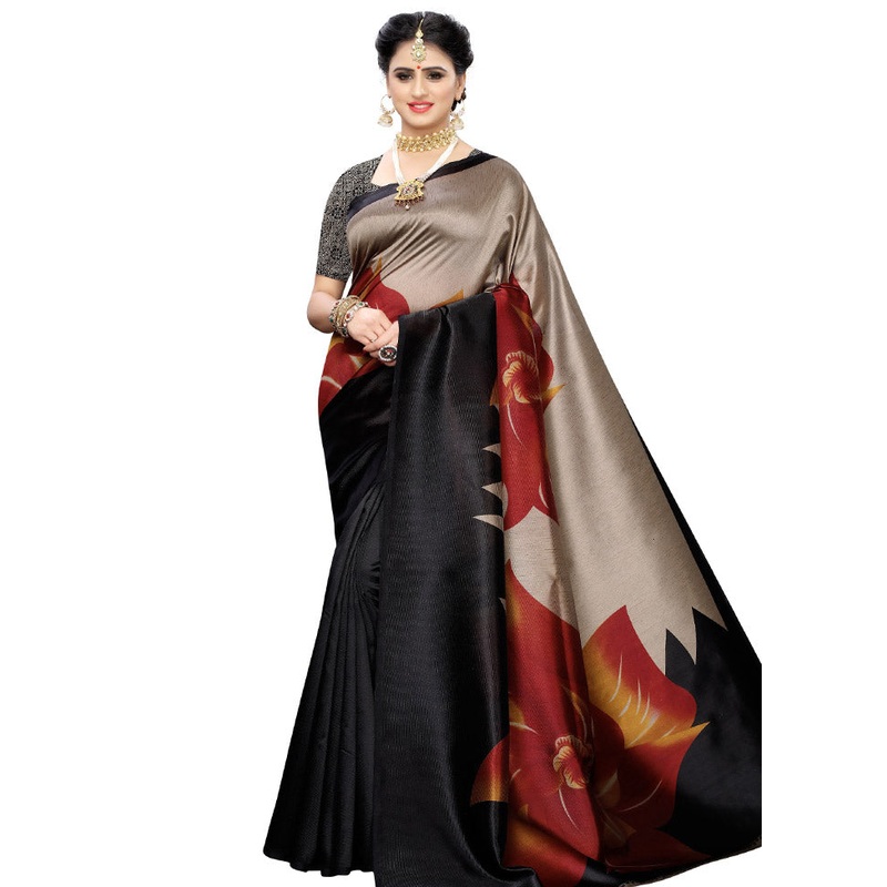 Black Spun Silk Woven Saree With Blouse Piece - JD986614457