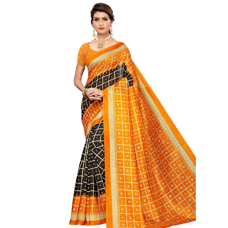 Black Spun Silk Woven Saree With Blouse Piece - JD986614459