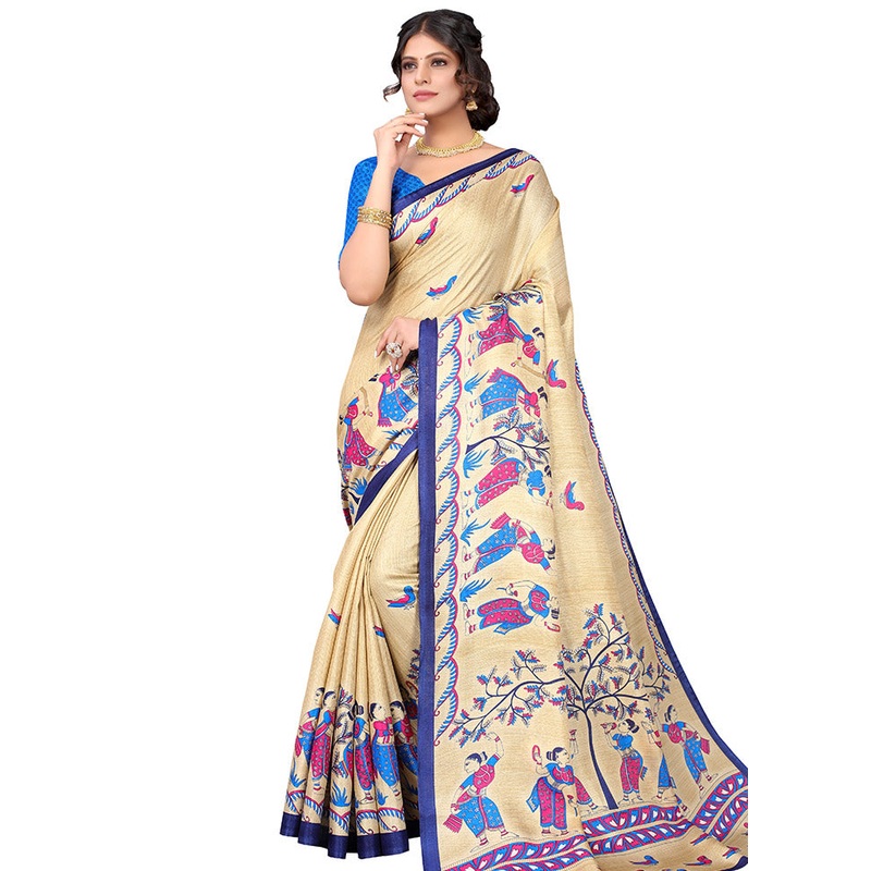 Blue Spun Silk Woven Saree With Blouse Piece - JD986614466