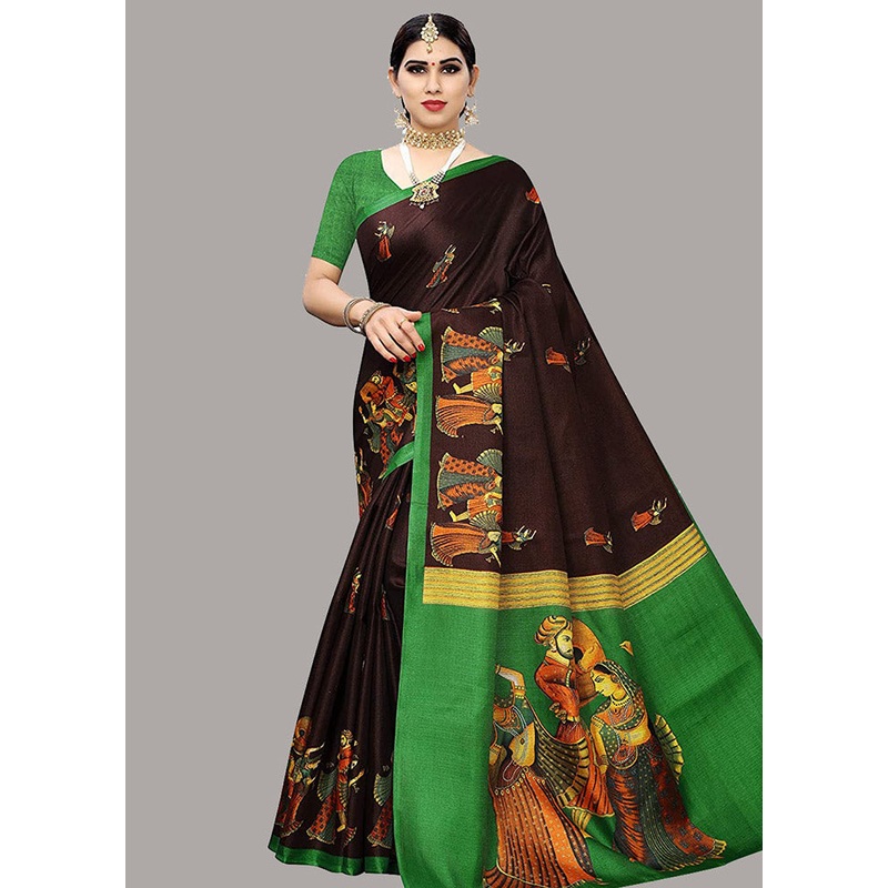 Brown Spun Silk Woven Saree With Blouse Piece - JD986614501