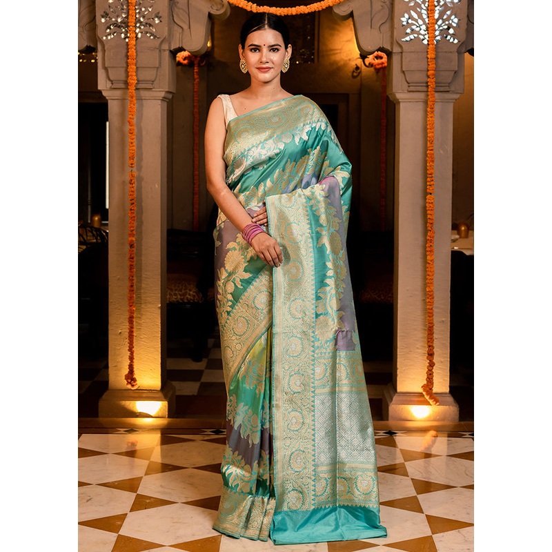 Green Katan Pure Silk Saree With Blouse Piece - JD986614340
