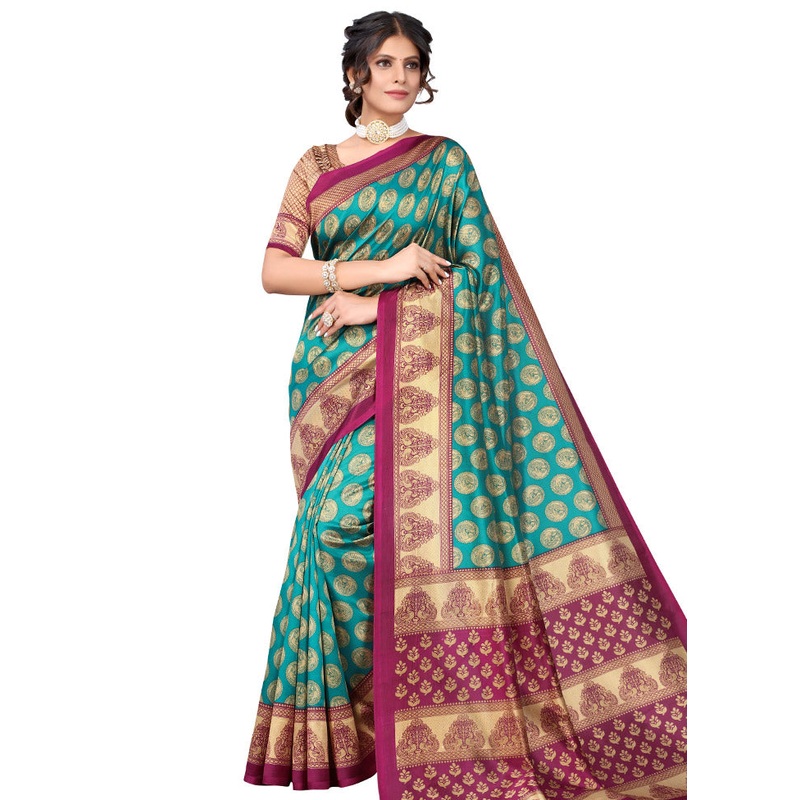 Light Blue Spun Silk Woven Saree With Blouse Piece - JD986614455