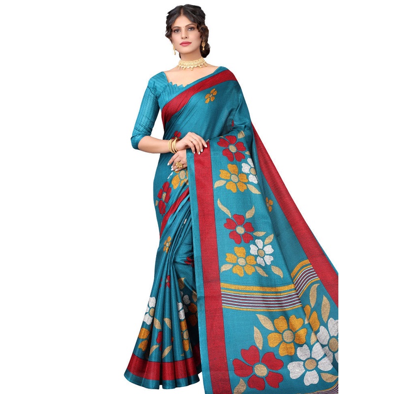 Light Blue Spun Silk Woven Saree With Blouse Piece - JD986614470