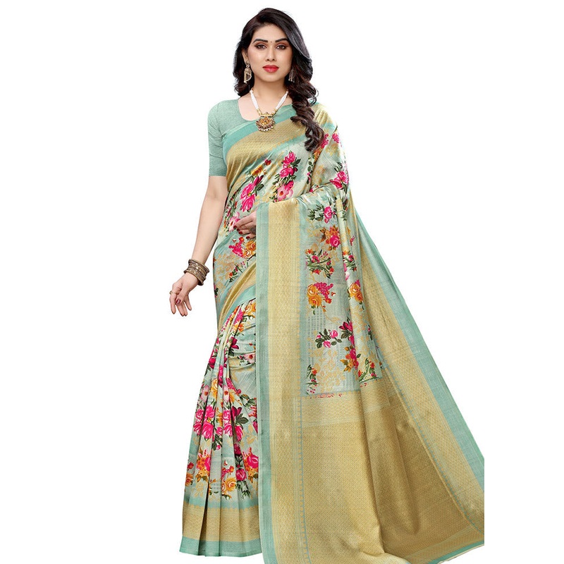 Light Green Spun Silk Woven Saree With Blouse Piece - JD986614448