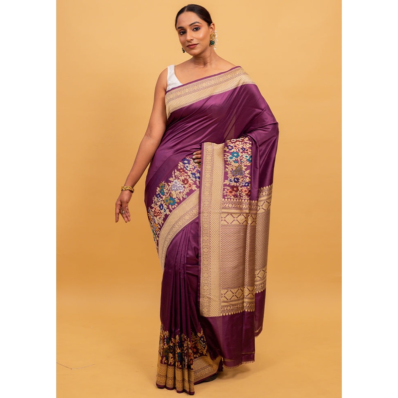 Magenta Katan Pure Silk Saree With Blouse Piece - JD986614326