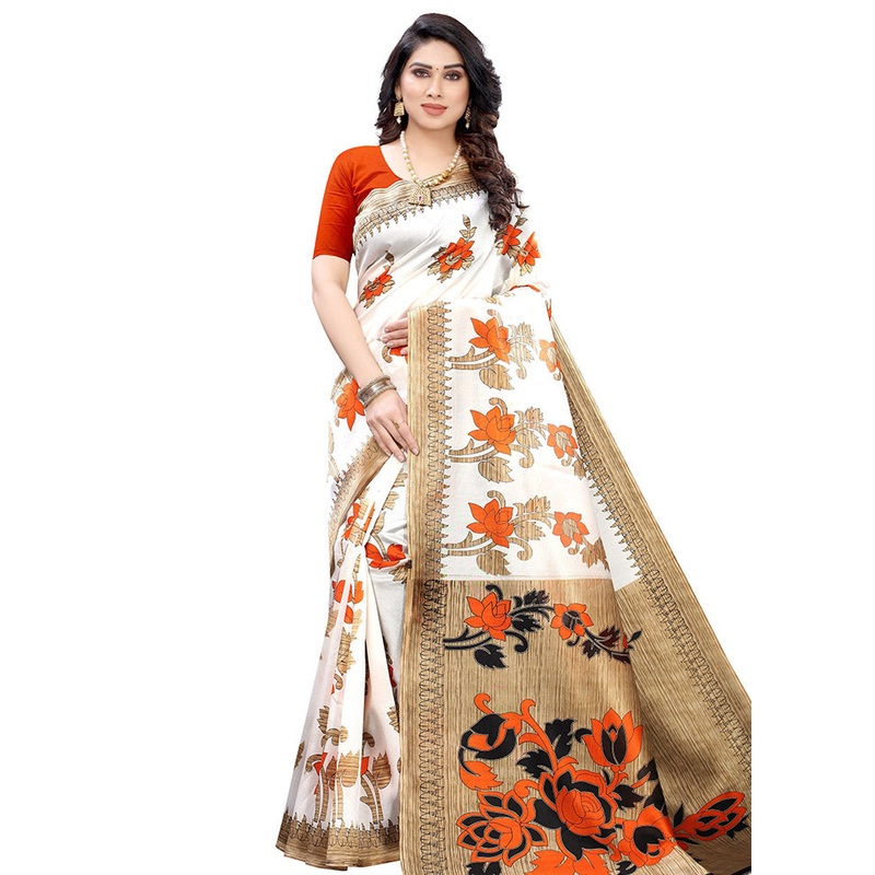Orange Spun Silk Woven Saree With Blouse Piece - JD986614460
