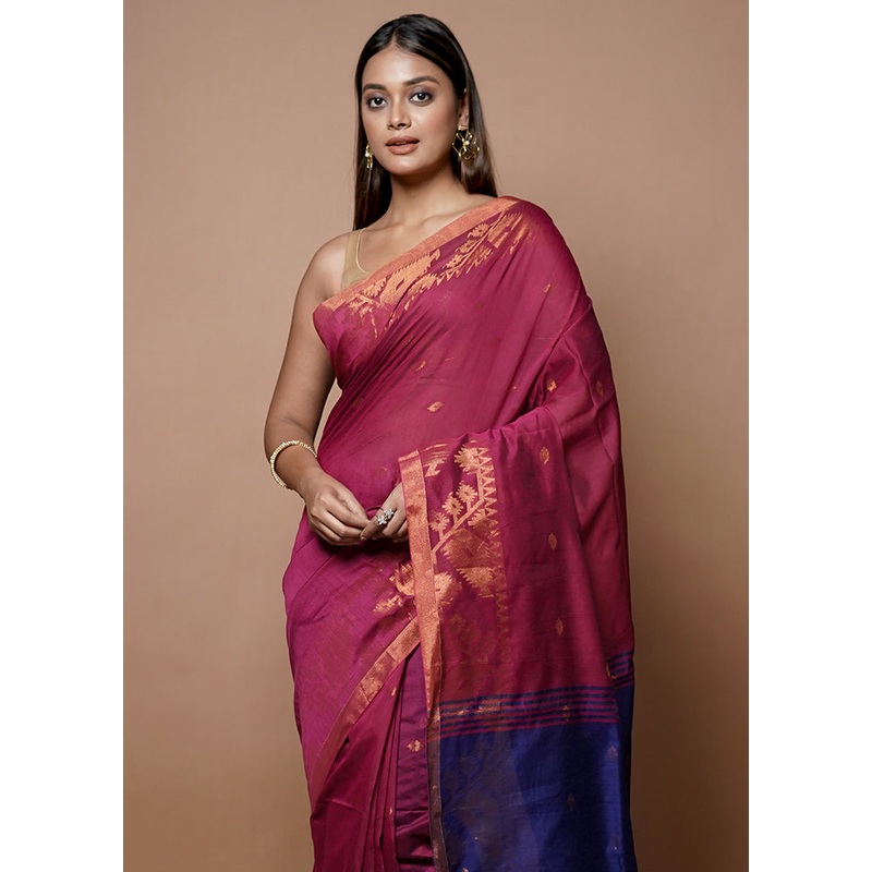 Pink Matka Silk Saree With Blouse Piece - JD986614400