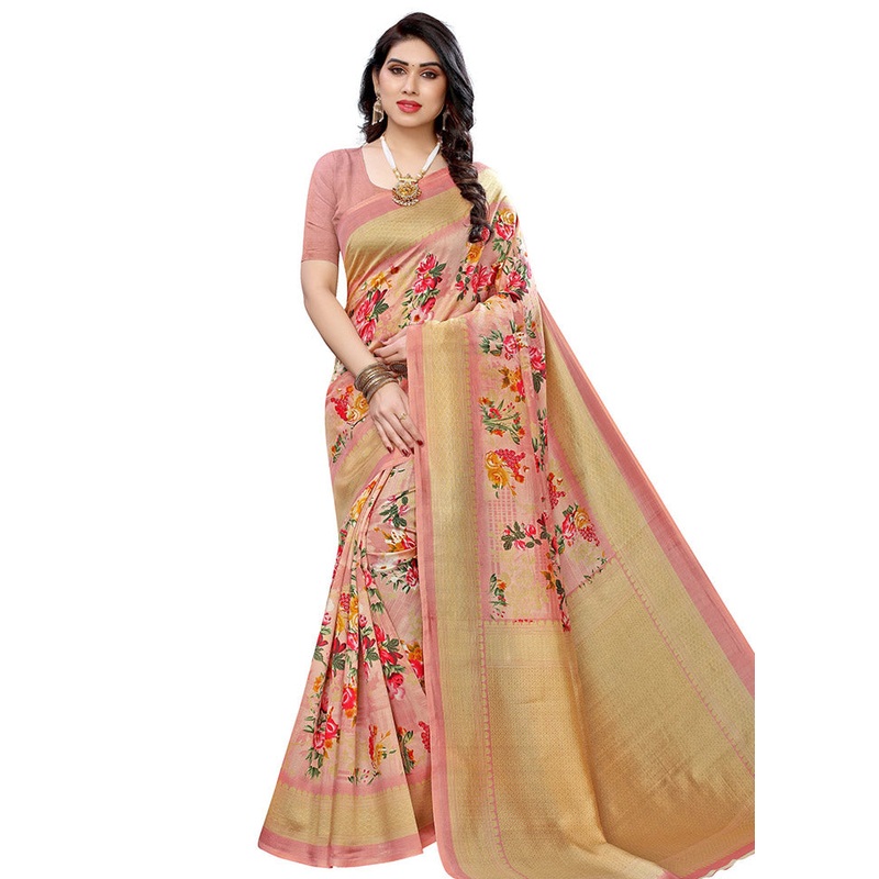 Pink Spun Silk Woven Saree With Blouse Piece - JD986614449