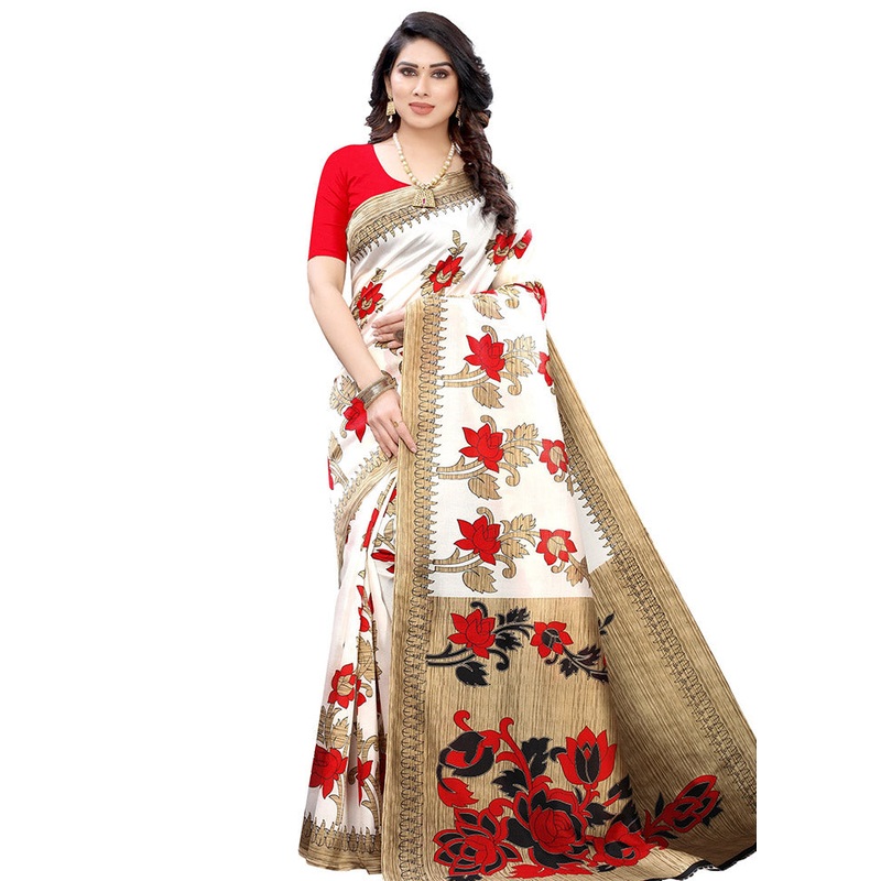 Red Spun Silk Woven Saree With Blouse Piece - JD986614463