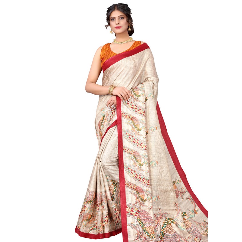 Red Spun Silk Woven Saree With Blouse Piece - JD986614474