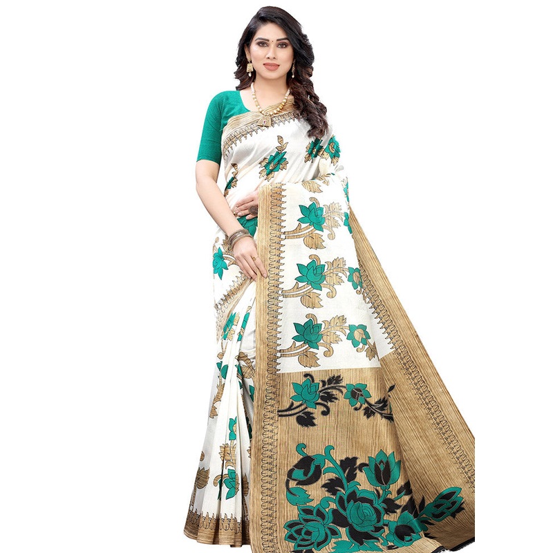 White Spun Silk Woven Saree With Blouse Piece - JD986614461