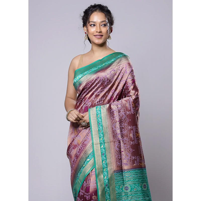 Green Dupion Silk Saree With Blouse Piece - JD986614247