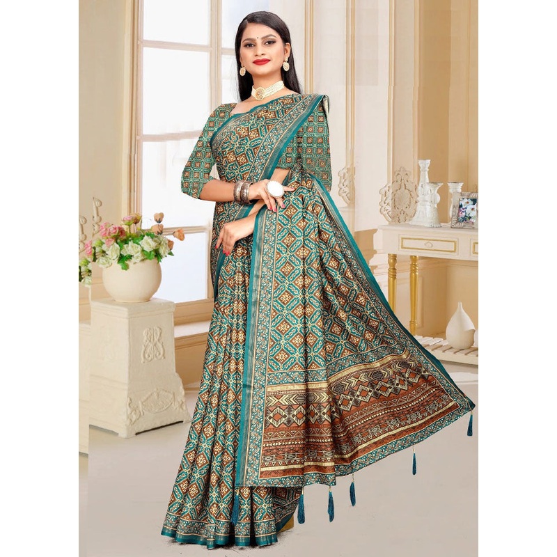Light Blue Spun Silk Saree With Blouse Piece - JD986614159