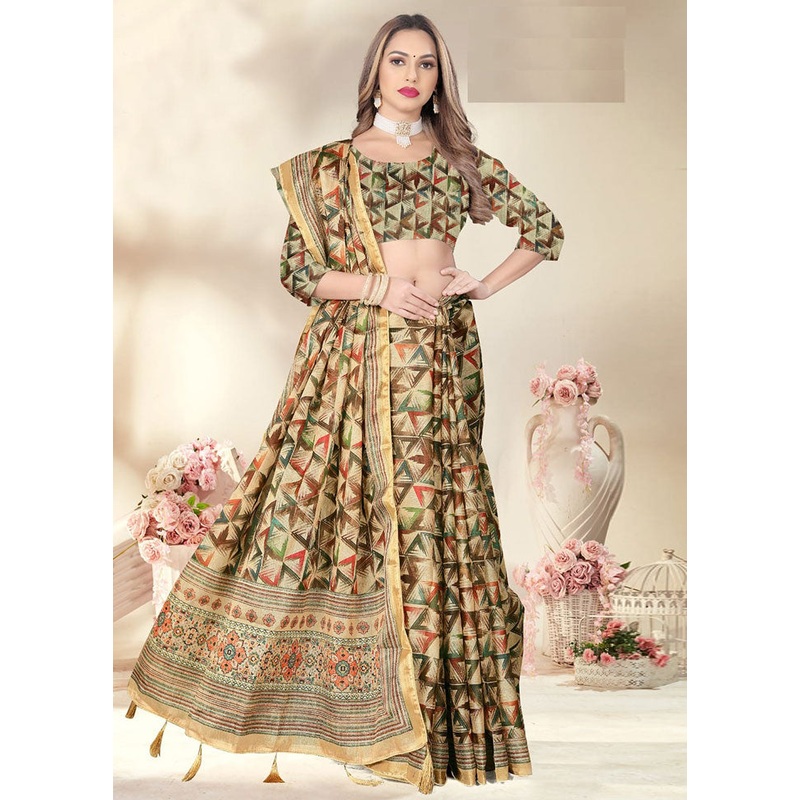 Light Yellow Spun Silk Saree With Blouse Piece - JD986614178
