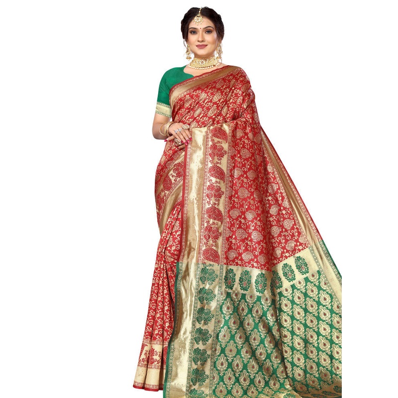 Maroon Spun Silk Saree With Blouse Piece - JD986614147