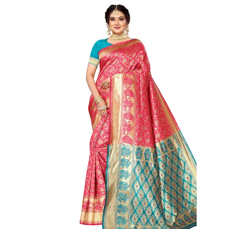 Orange Spun Silk Saree With Blouse Piece - JD986614146