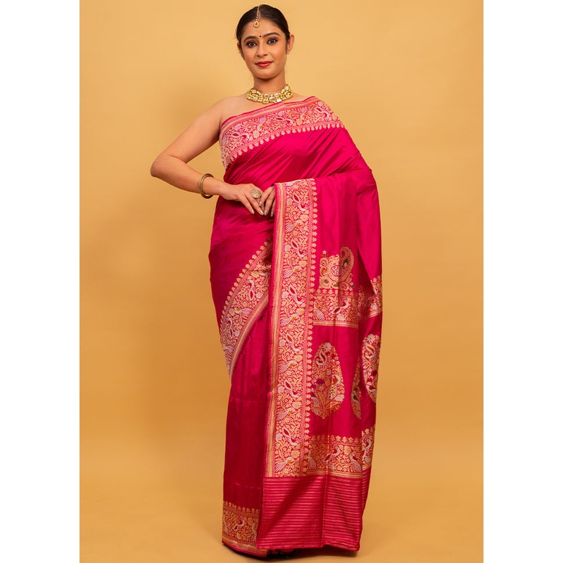 Rani Katan Pure Silk Saree With Blouse Piece - JD986614274