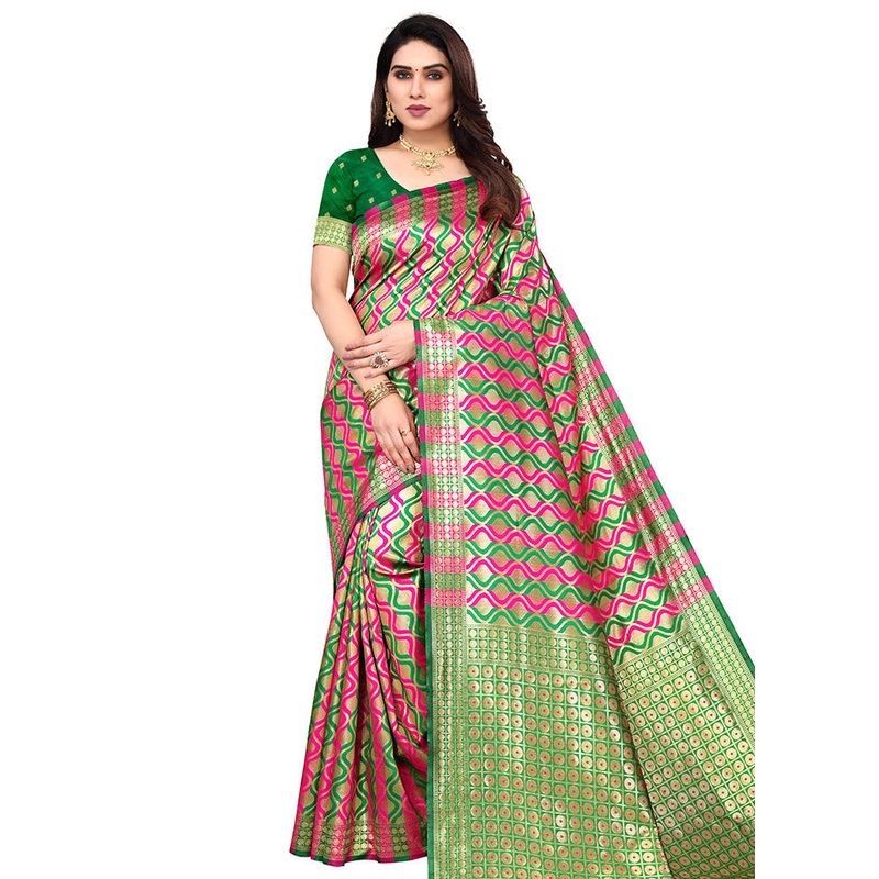 Rani Spun Silk Saree With Blouse Piece - JD986614119