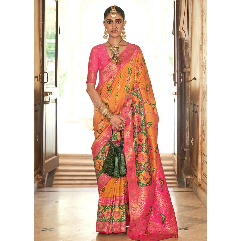 Yellow Dupion Silk Saree With Blouse Piece - JD986614257