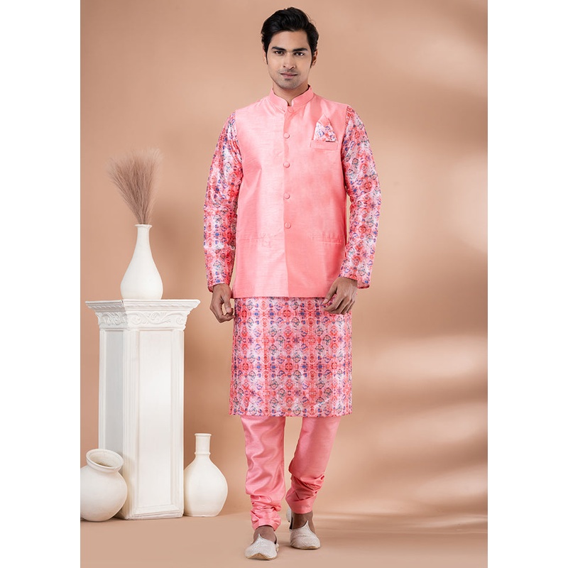 3 Pc Multicolor Dupion Silk Ethnic Wear Set - JD986614022
