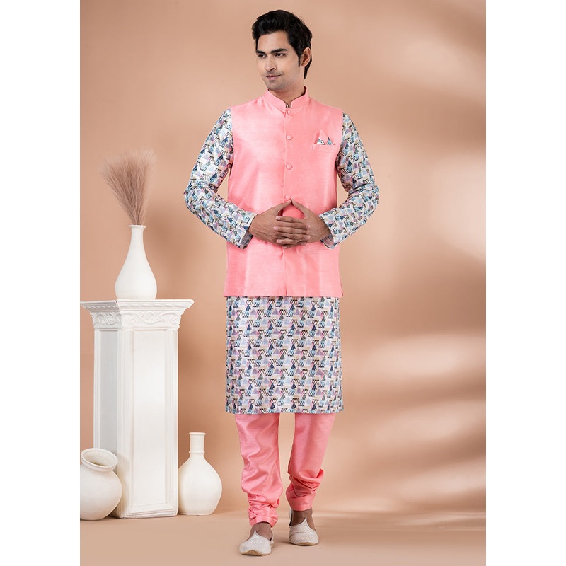 3 Pc Multicolor Dupion Silk Ethnic Wear Set - JD986614023