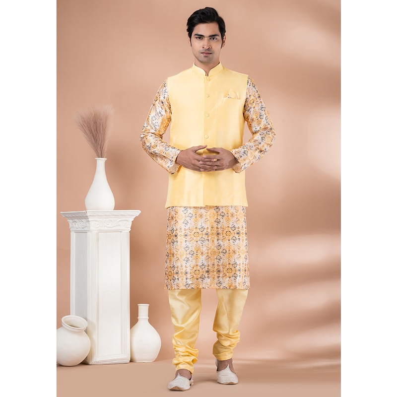 3 Pc Multicolor Dupion Silk Ethnic Wear Set - JD986614024