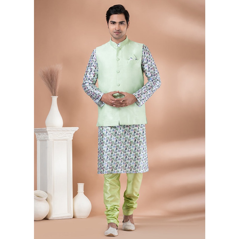 3 Pc Multicolor Dupion Silk Ethnic Wear Set - JD986614026