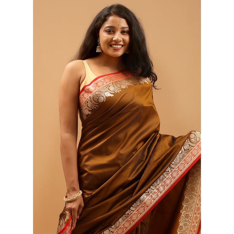 Green Banarasi Silk Saree With Blouse Piece - JD986613942