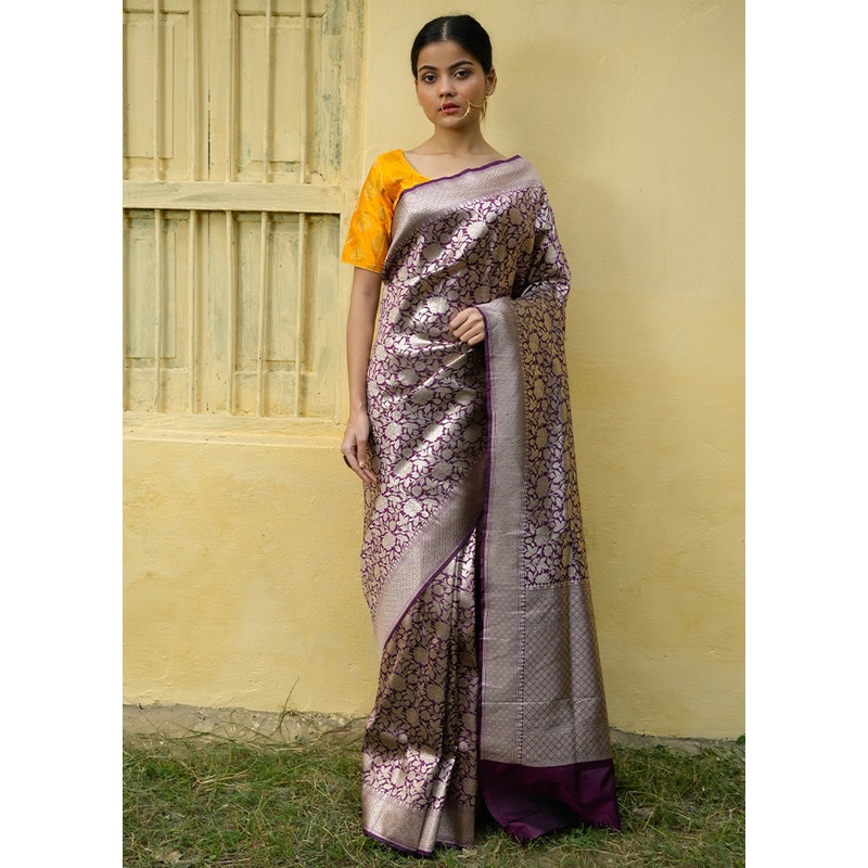 Magenta Katan Pure Silk Saree With Blouse Piece - JD986614098