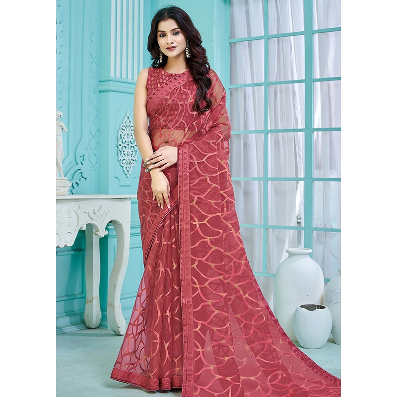 Maroon Crepe Silk Saree With Blouse Piece - JD986614007