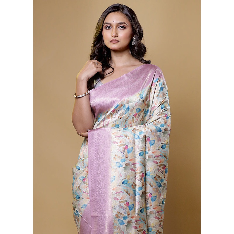 Pink Dupion Silk Saree With Blouse Piece - JD986614042