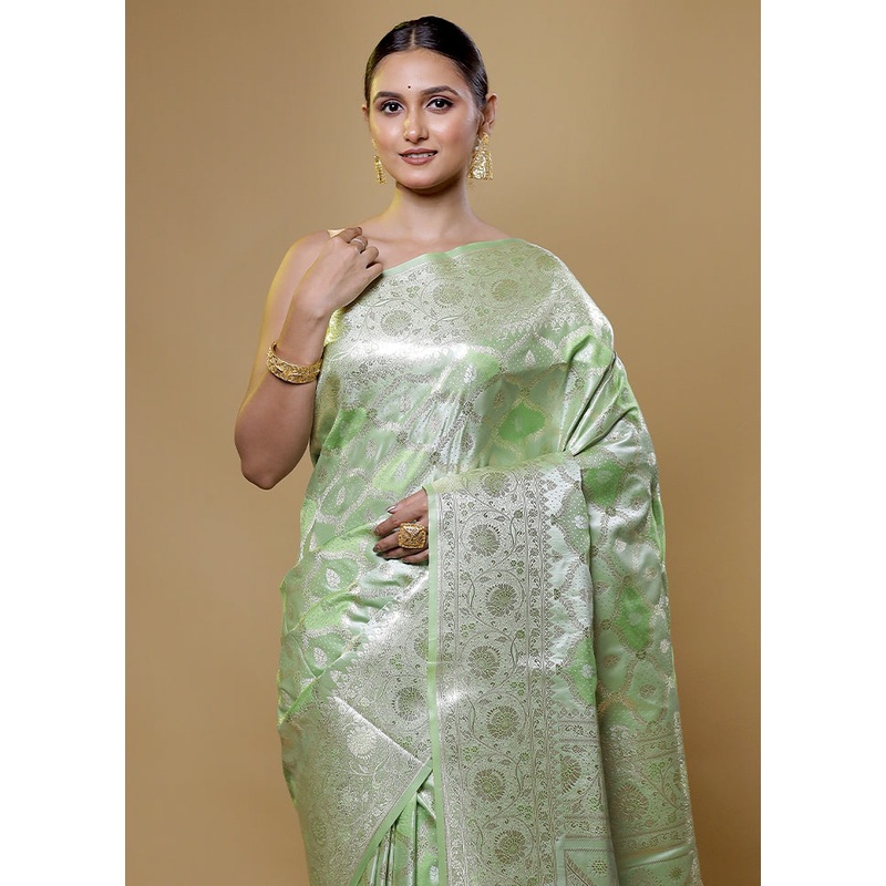 Pink Tanchoi Silk Saree With Blouse Piece - JD986614039