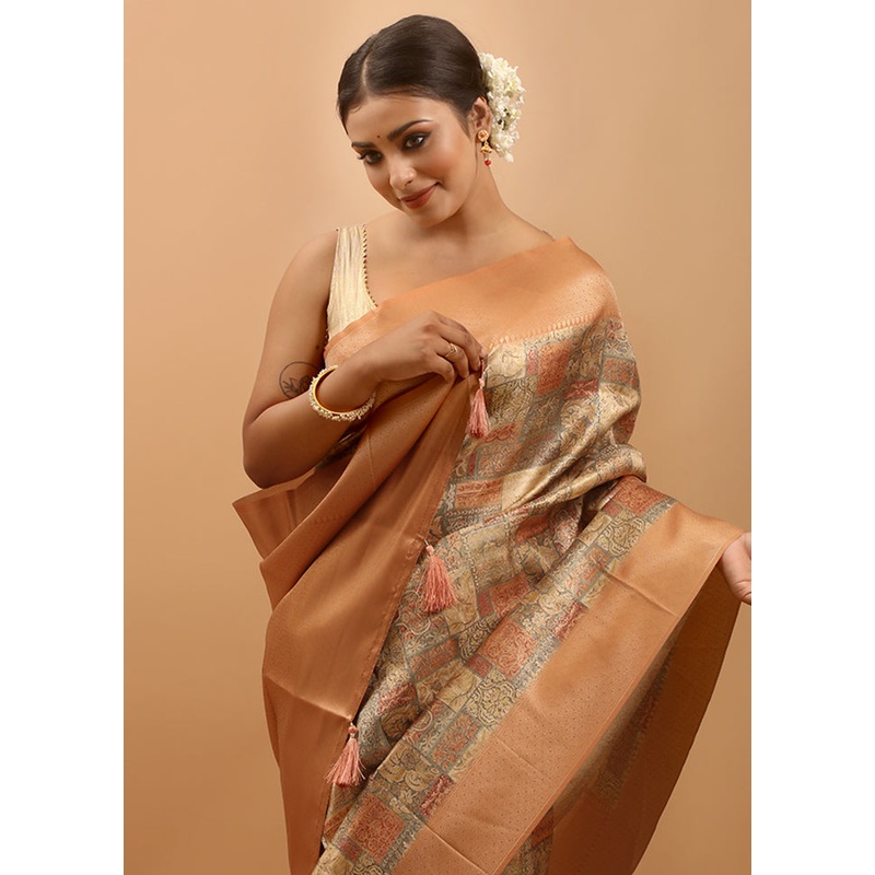 Yellow Dupion Silk Saree With Blouse Piece - JD986613962